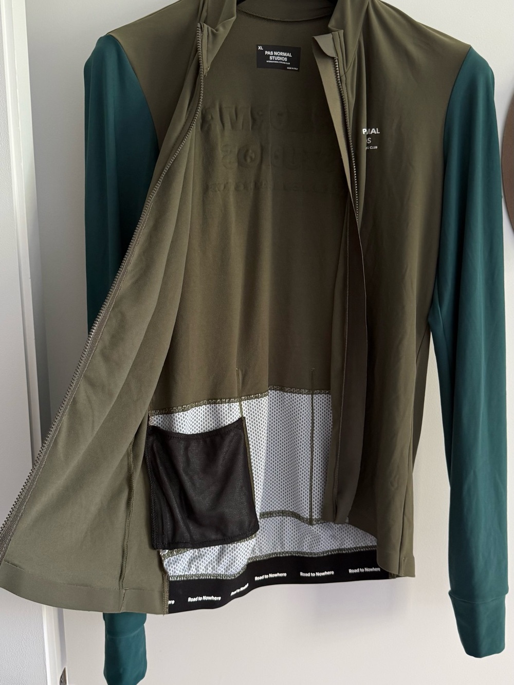 PAS Normal Studios Essentials Olive & Teal Performance Cycling Long Slee Jersey - Picture 4 of 4